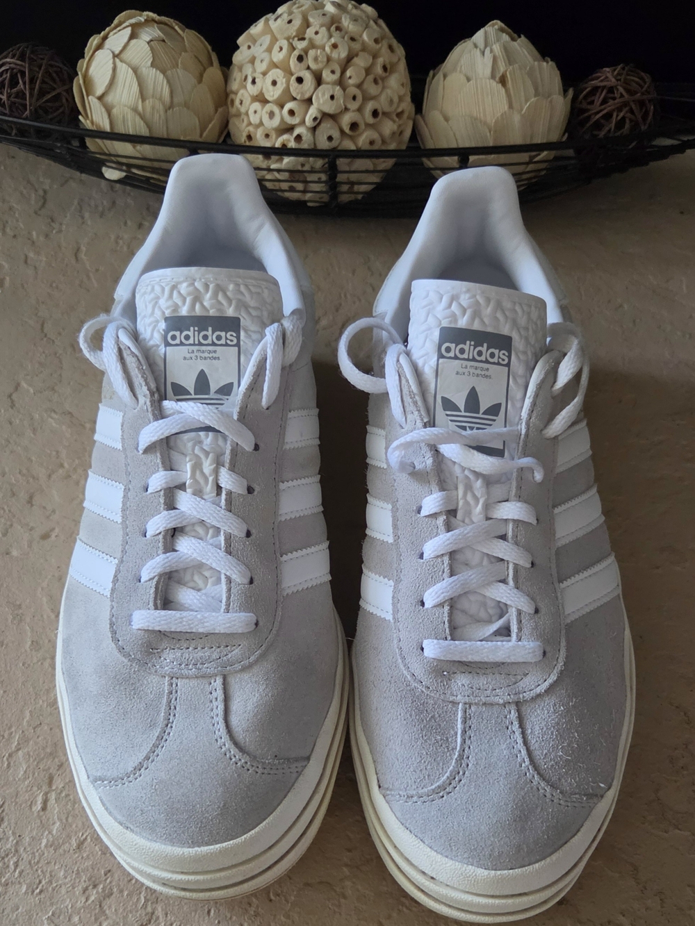 Size 10 Adidas Gazelle White Grey Women Sneakers